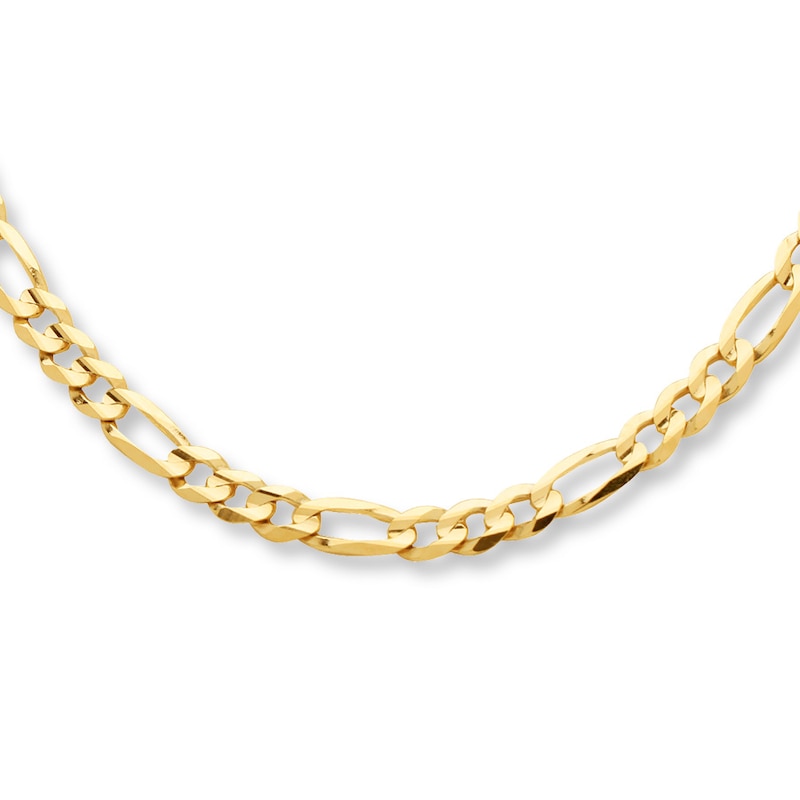 Solid Figaro Necklace 10K Yellow Gold 22"
