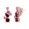 Thumbnail Image 0 of Vibrant Shades Multi-Shape Lab-Created Ruby & Pink Lab-Created Sapphire Earrings 10K Rose Gold
