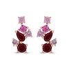 Thumbnail Image 1 of Vibrant Shades Multi-Shape Lab-Created Ruby & Pink Lab-Created Sapphire Earrings 10K Rose Gold