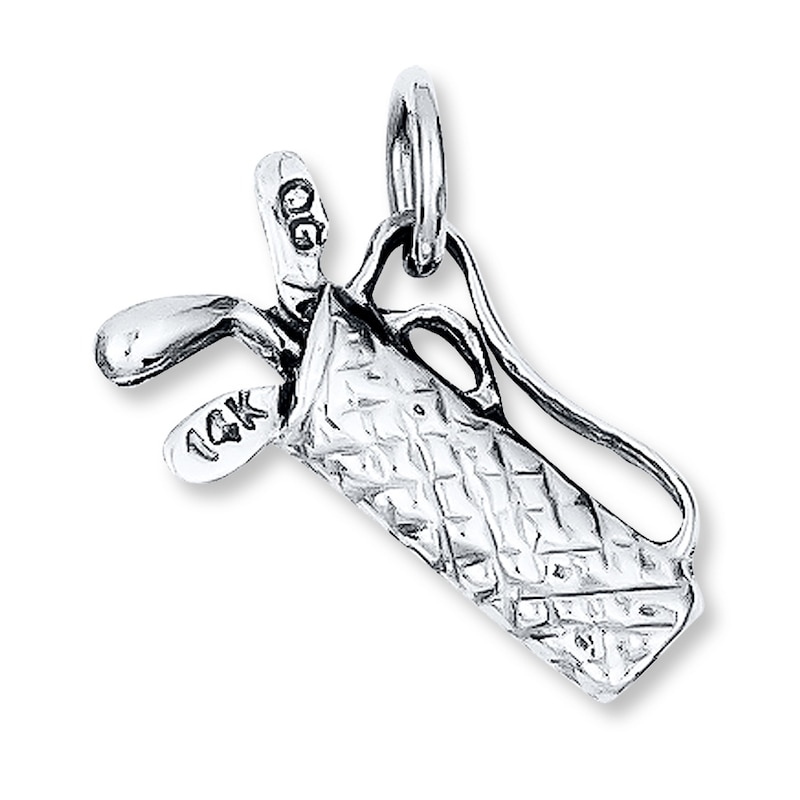 Golf Bag with Clubs Charm 14K White Gold