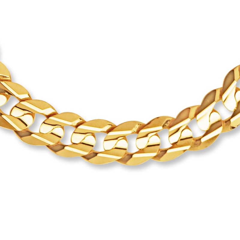 Solid Curb Link Bracelet 10K Yellow Gold 9"
