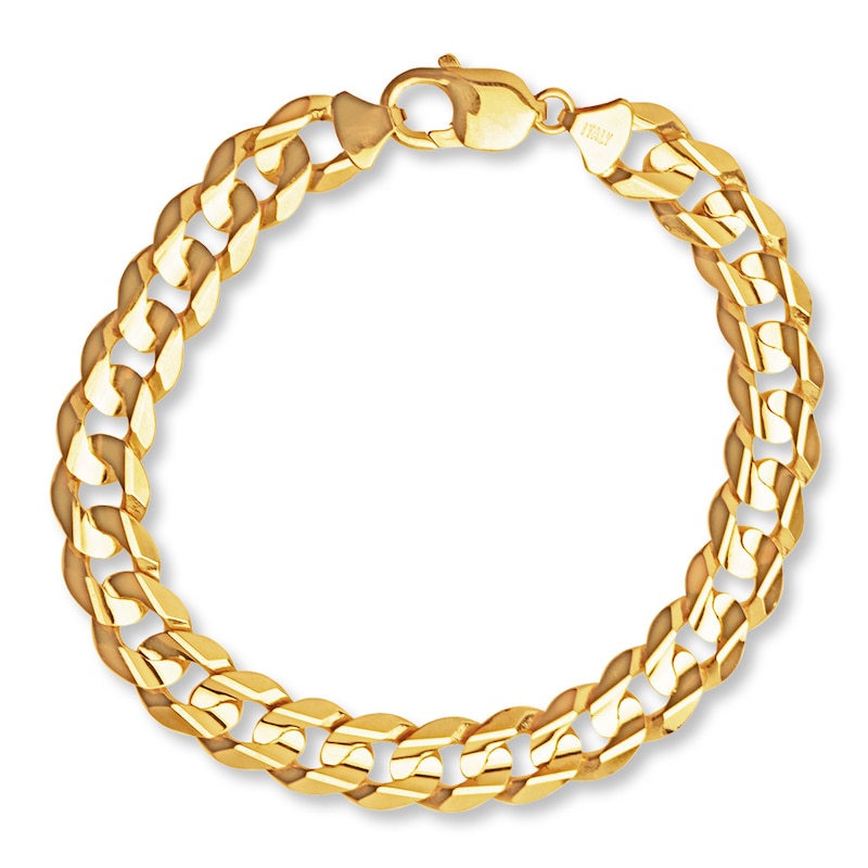Solid Curb Link Bracelet 10K Yellow Gold 9"