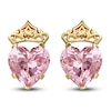 Thumbnail Image 1 of Children's Heart with Crown Pink Cubic Zirconia Stud Earrings 14K Yellow Gold