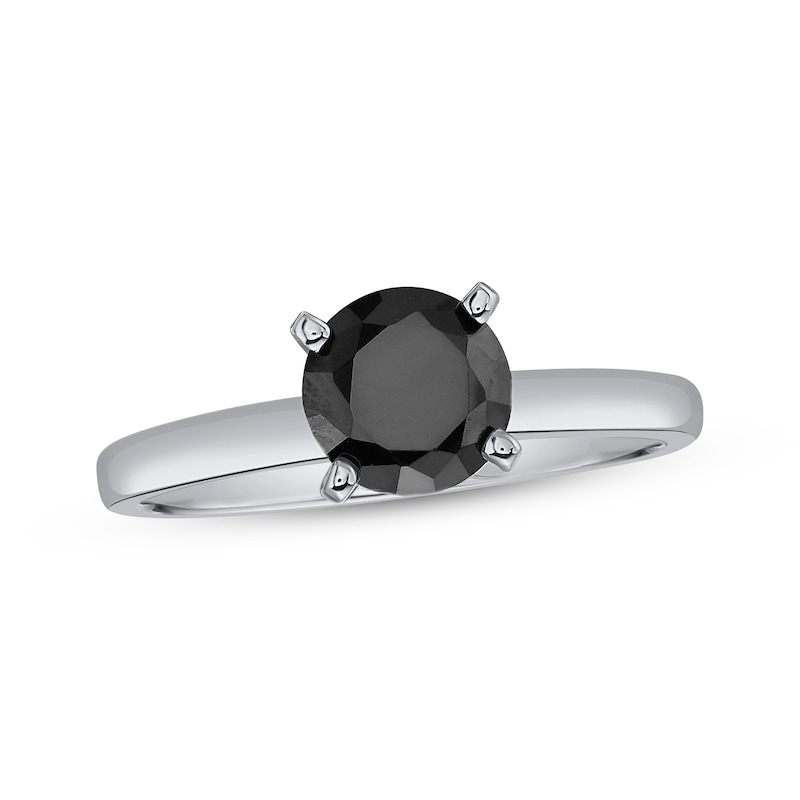 Black Diamond Solitaire Ring 2 ct tw 14K White Gold