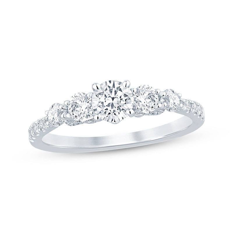 Diamond Five-Stone Engagement Ring 1 ct t w 14K White Gold