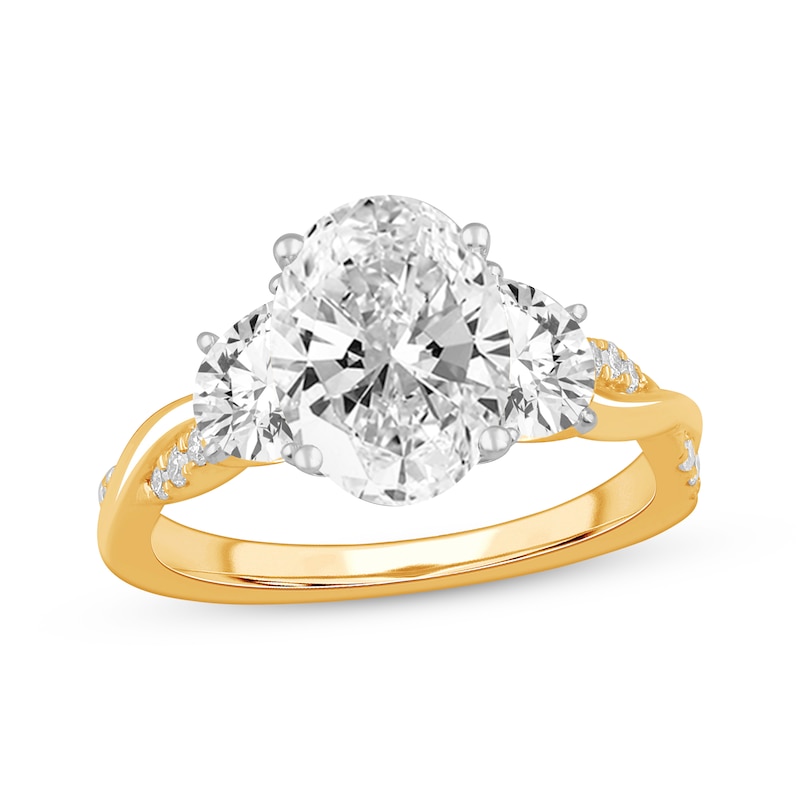 Memories Moments Magic Lab-Created Diamonds by KAY Oval-Cut Three-Stone Engagement Ring 4 ct tw 14K Yellow Gold