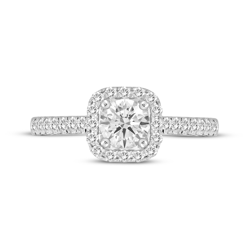 Linked Always Round-Cut Diamond Cushion Halo Engagement Ring 1 ct tw 14K White Gold