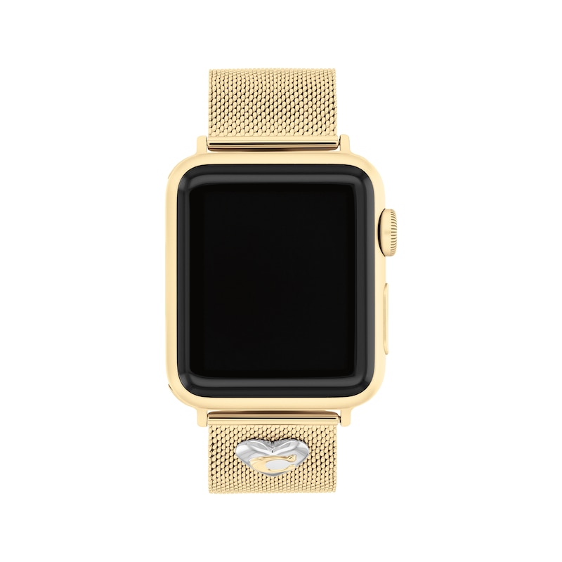 COACH Gold-Tone Stainless Steel Mesh Women's Apple Watch Strap 14700255