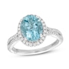 Thumbnail Image 0 of Monique Lhuillier Bliss Oval-Cut Aquamarine & Diamond Halo Engagement Ring 1/3 ct tw 14K White Gold