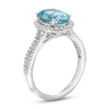 Thumbnail Image 1 of Monique Lhuillier Bliss Oval-Cut Aquamarine & Diamond Halo Engagement Ring 1/3 ct tw 14K White Gold