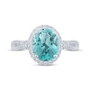 Thumbnail Image 3 of Monique Lhuillier Bliss Oval-Cut Aquamarine & Diamond Halo Engagement Ring 1/3 ct tw 14K White Gold