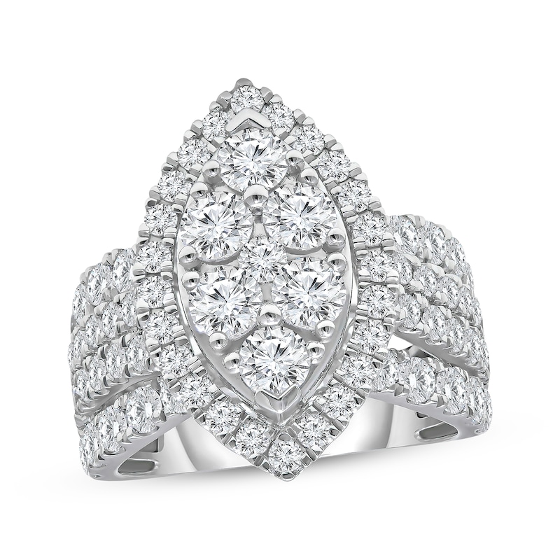 Lab-Created Diamonds by KAY Multi-Diamond Center Marquise Engagement Ring 4 ct tw Round-cut 14K White Gold