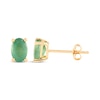 Thumbnail Image 0 of Oval-Cut Emerald Solitaire Stud Earrings 14K Yellow Gold