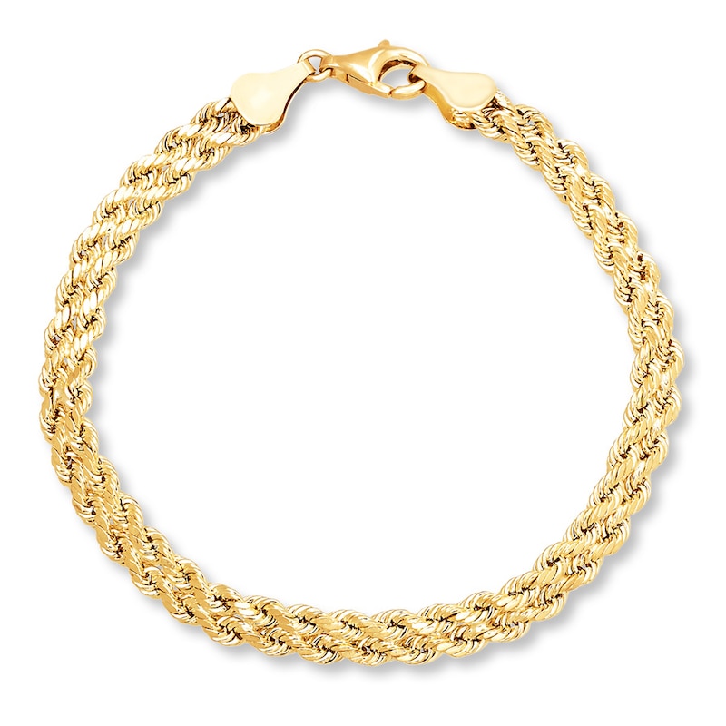 Braided Hollow Rope Bracelet 10K Yellow Gold 7.25"
