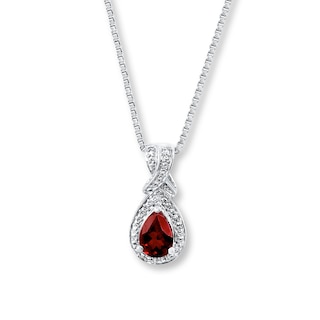 Garnet Necklace Diamond Accent Sterling Silver