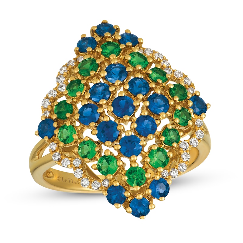 Le Vian Sapphire/Garnet Ring 1/6 ct tw Diamonds 18K Honey Gold - Size 7