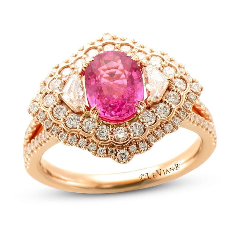 Le Vian Couture Pink Sapphire Ring 3/4 ct tw Diamonds 18K Strawberry Gold - Size 7