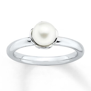 pearl ring silver stackable sterling freshwater cultured kay jared rings