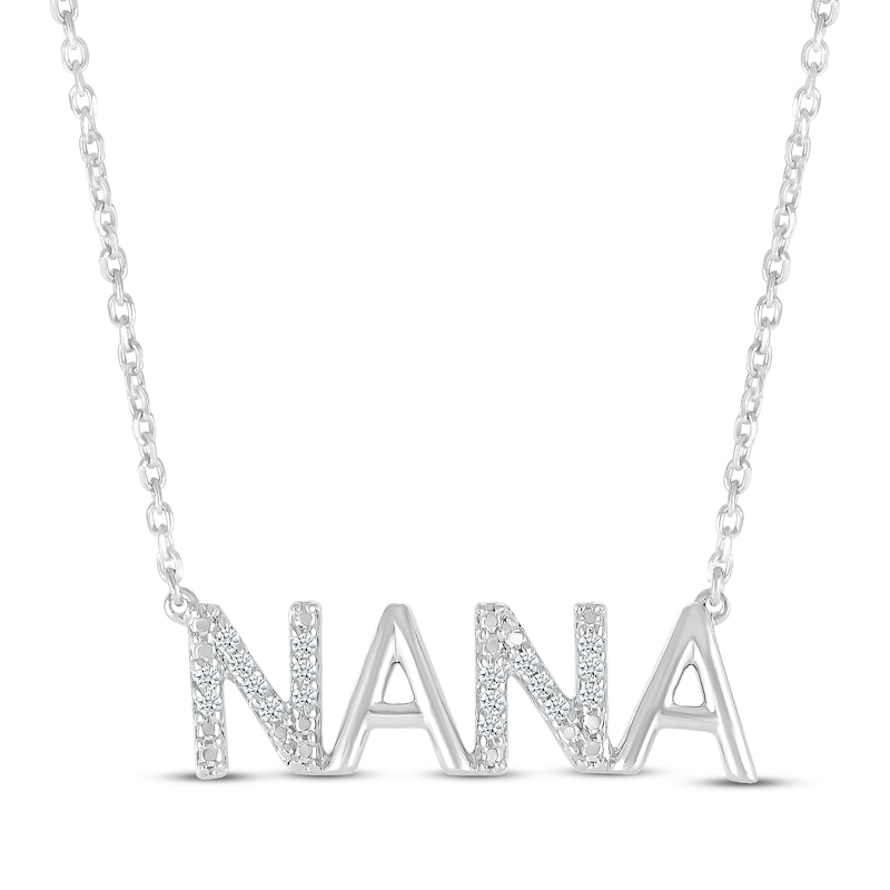 Diamond Alternating "Nana" Necklace 1/15 ct tw Sterling Silver 18"