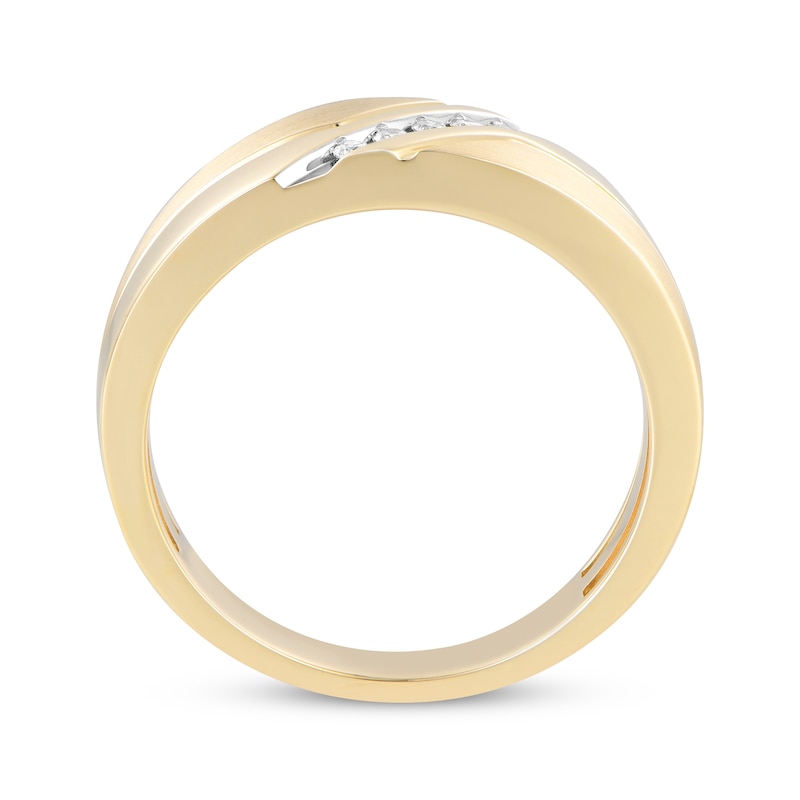 Men's Diamond Diagonal Wedding Ring 1/15 ct tw 10K Yellow Gold