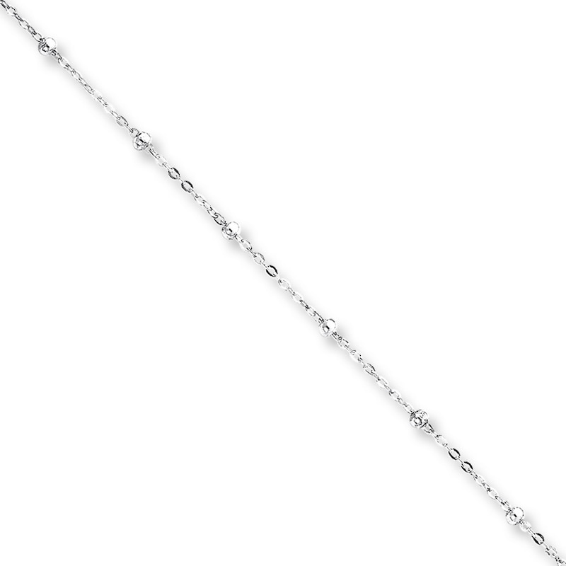 Beaded Anklet Sterling Silver 9"