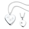 Thumbnail Image 0 of Mother/Daughter Necklaces Hearts with Diamonds Sterling Silver