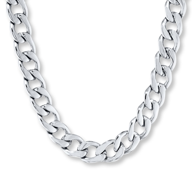 Solid Curb Link Necklace Stainless Steel 22"