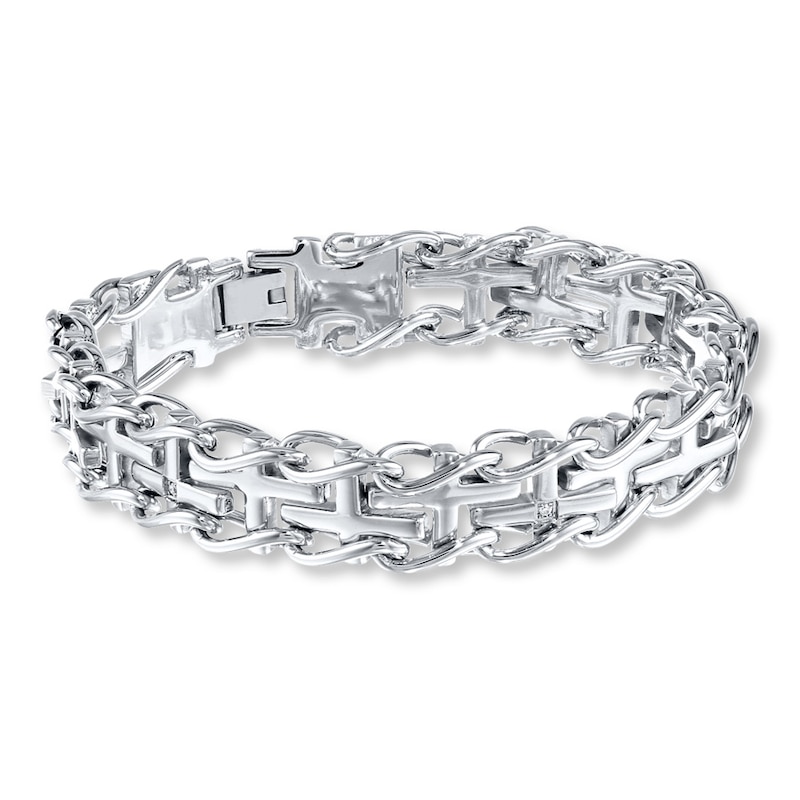 Men's Bracelet Diamond Accents Stainless Steel 8.5"