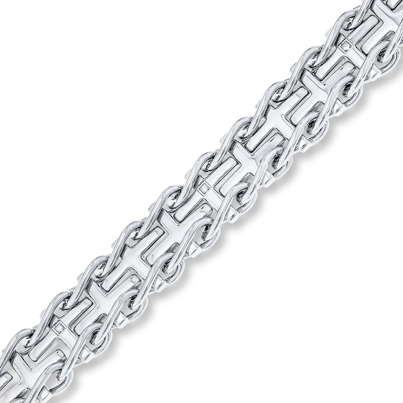 Men's Bracelet Diamond Accents Stainless Steel 8.5"