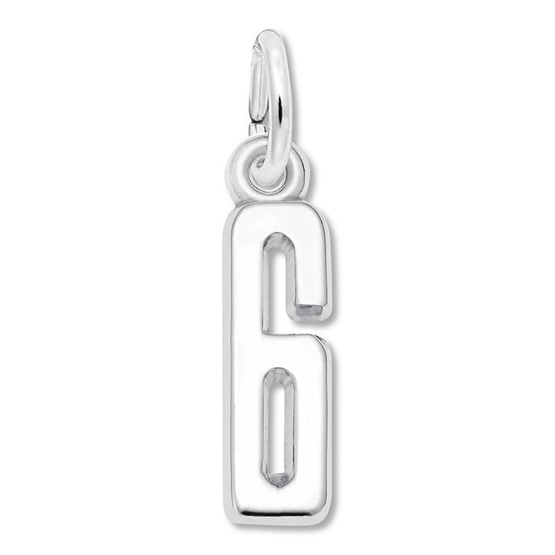 Number 6 Charm Sterling Silver