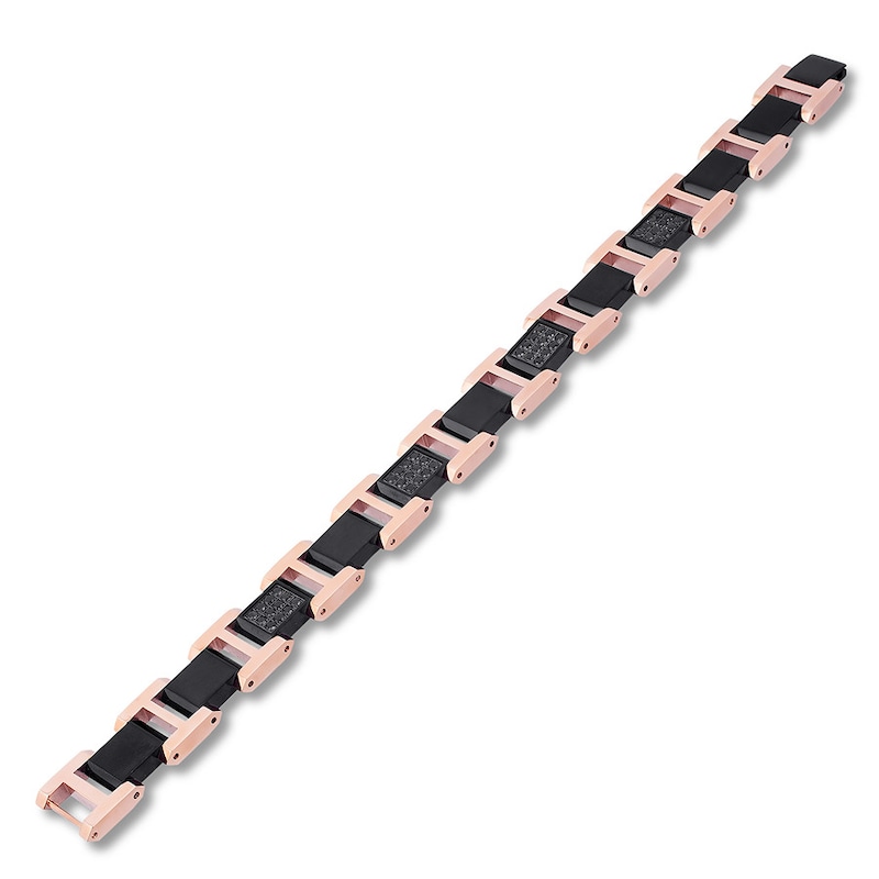 Men's Black Sapphire Bracelet Stainless Steel/Ion-Plating 8.5"