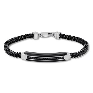 Men S Black Diamond Bracelet 1 5 Ct Tw Stainless Steel 8 Mens Men S Black Diamond Bracelet 1 5 Ct Tw