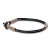 Thumbnail Image 2 of Men's Black Leather Bracelet Stainless Steel 8.5"