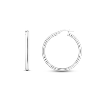 Tube Hoop Earrings Sterling Silver 30mm|Kay