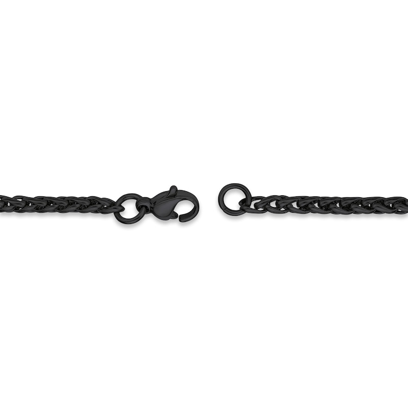 Solid Wheat Chain Necklace 3mm Black Ion-Plated Stainless Steel 20"