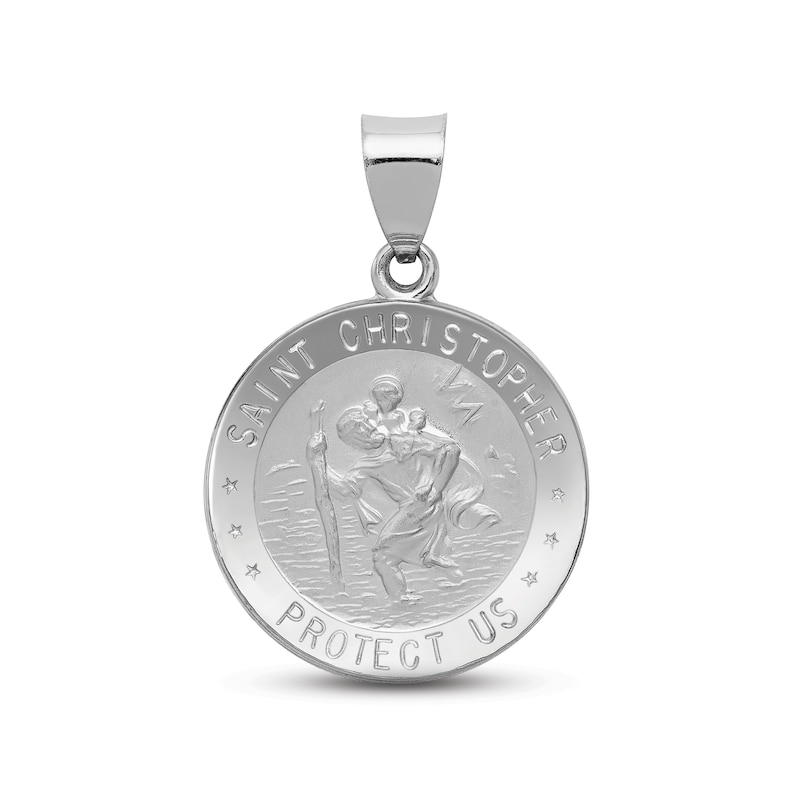 Saint Christopher Medallion Charm 14K White Gold
