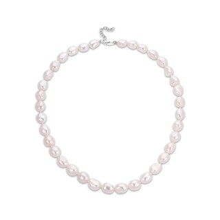 Rumtock Baroque Pearl Choker Necklace - Double Layered Beaded Collarbone Necklace For Women (Silver)