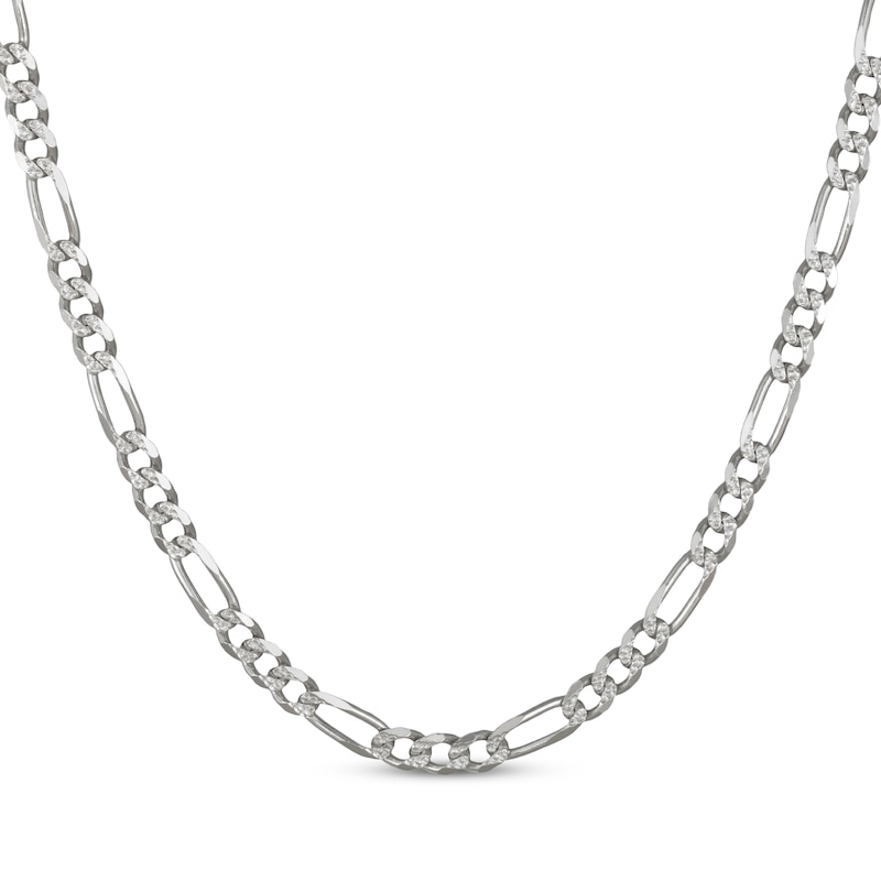 Solid Figaro Chain Necklace 6.5mm Sterling Silver 20"