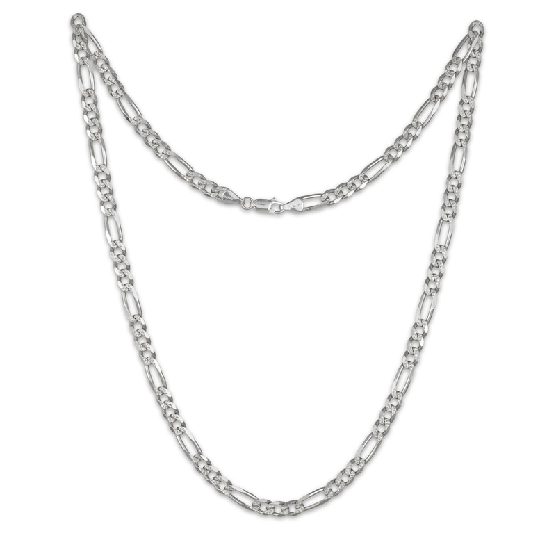 Solid Figaro Chain Necklace 6.5mm Sterling Silver 20"