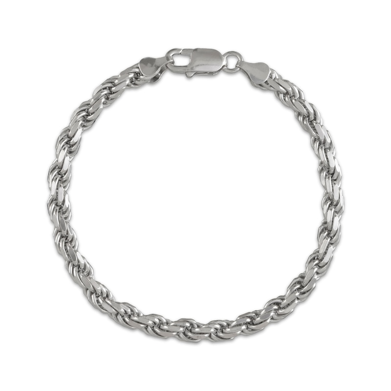 Solid Diamond-Cut Rope Chain Bracelet 4.3mm Sterling Silver 8.5"