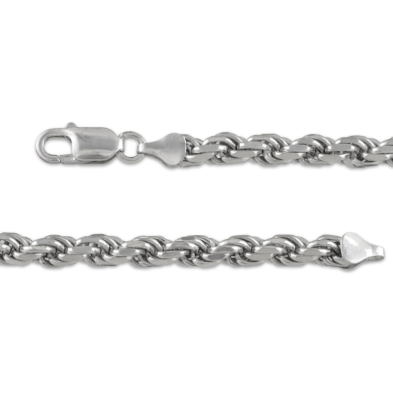Solid Diamond-Cut Rope Chain Bracelet 4.3mm Sterling Silver 8.5"