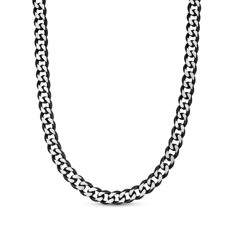 Solid Curb Chain Necklace 11mm Black Ion-Plated Stainless Steel 24"