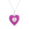 Thumbnail Image 0 of Heart-Shaped White Lab-Created Sapphire & Pink Enamel Locket Necklace Sterling Silver 18"