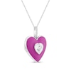 Thumbnail Image 1 of Heart-Shaped White Lab-Created Sapphire & Pink Enamel Locket Necklace Sterling Silver 18"