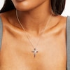 Thumbnail Image 2 of Le Vian Blue Sapphire Cross Necklace 5/8 ct tw Diamonds 14K Honey Gold 19"