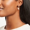 Thumbnail Image 3 of Cultured Pearl Diamond-Cut Hoop Dangle Earrings 10K Yellow Gold