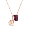 Thumbnail Image 1 of Toi et Moi Pear-Shaped Morganite & Emerald-Cut Rhodolite Garnet Necklace 10K Rose Gold 18"