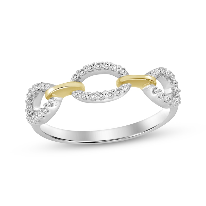 Linked Always Diamond Oval Chain Link Ring 1/6 ct tw Sterling Silver & 10K Yellow Gold