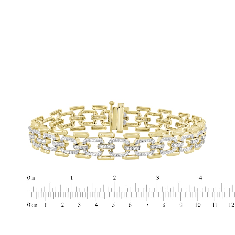 Linked Always Men's Diamond Chain Link Bracelet 2-1/4 ct tw 10K Yellow Gold 8.5"
