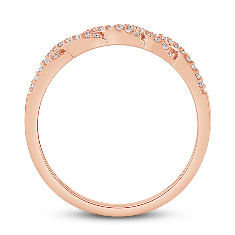 Diamond Anniversary Ring 1/4 ct tw Round/Baguette 10K Rose Gold